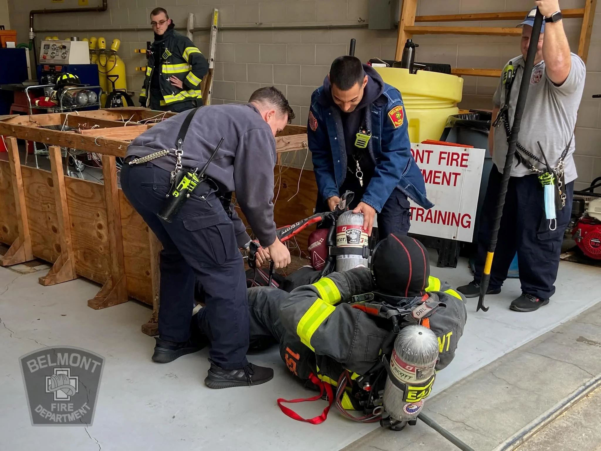Firefighters Train Getting on Gear
