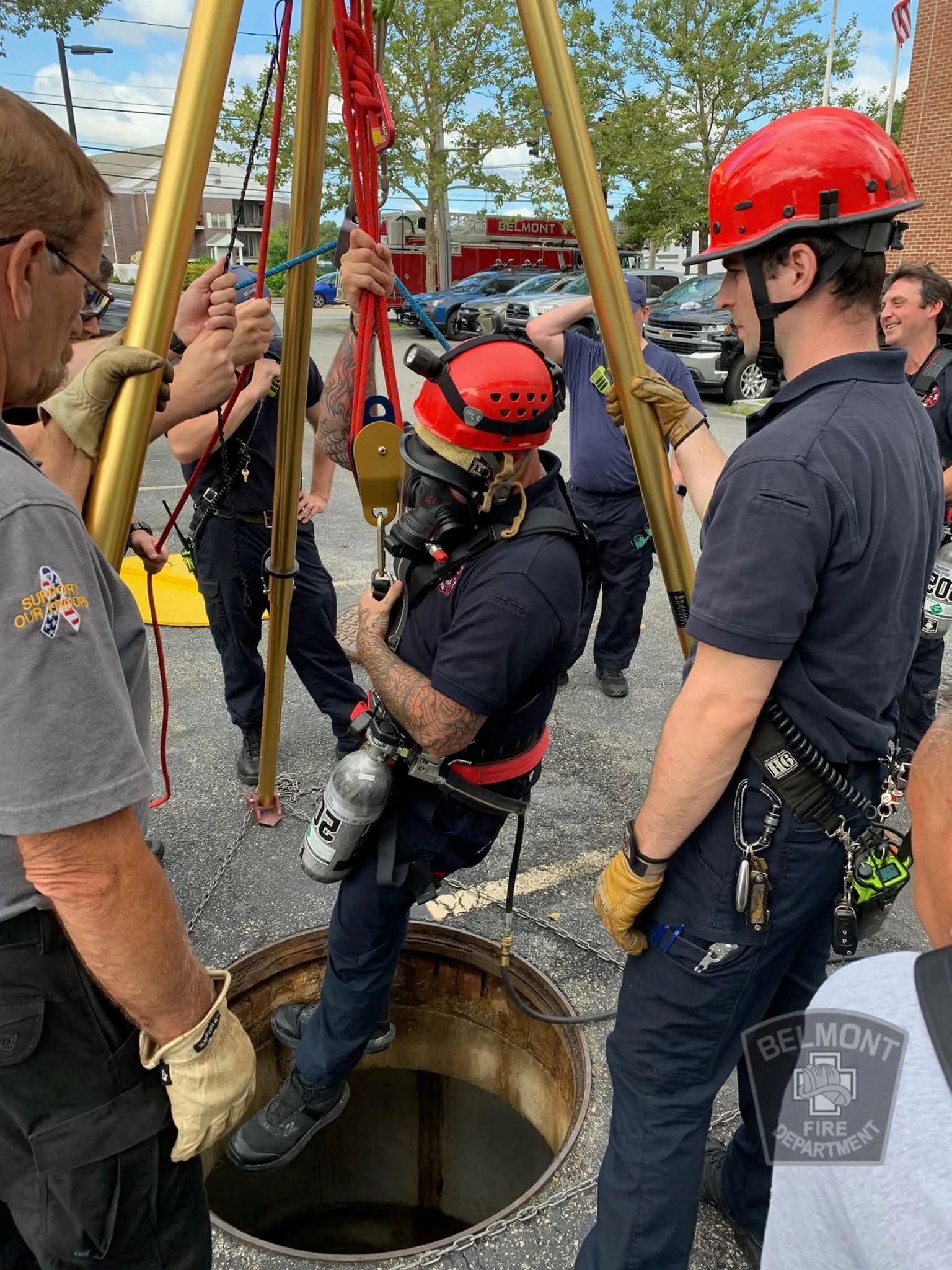 Group Work to Lower Firefighter Down a Manhole