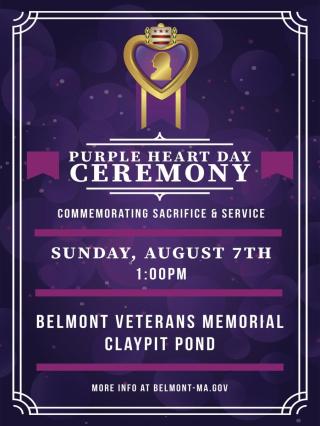 Belmont Veterans Memorial Claypit Pond Sunday, August 7, 2022 At 1:00PM