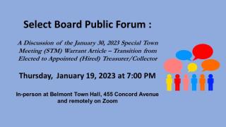 Announcing: Select Board Public Forum January 19, 2023