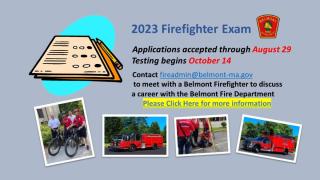 Belmont Fire Department Announces: 2023 Firefighter Exam