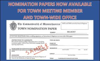 Nomination Papers Now Available for Town Meeting Member and Town Wide Office 