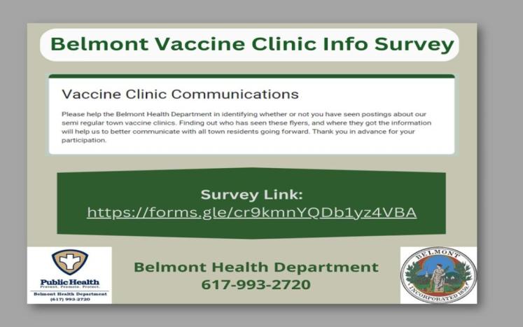 Belmont Vaccine Clinic Information Survey 