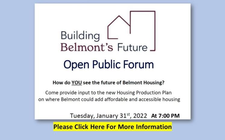 PUBLIC FORUM: Belmont Housing Production Plan 
