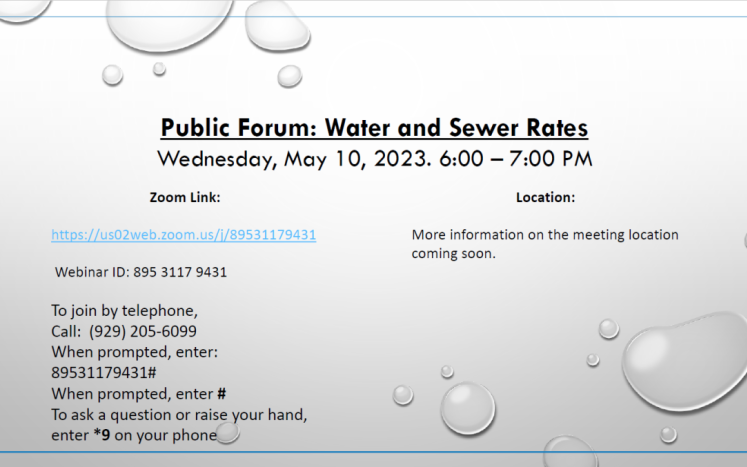 Public Forum: Water and Sewer Rates