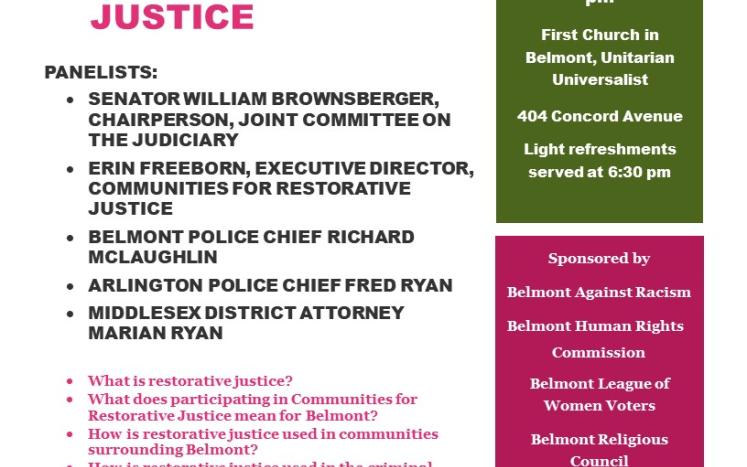 Restorative Justice Panel Discussion on November 15th