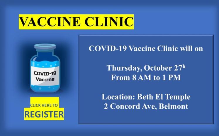 Important Belmont Health Announcement - Vaccine Clinic October 27, 2022 